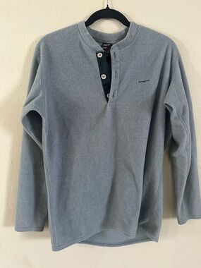 Patagonia Capilene Fleece Henley Pullover Gray Made in USA Size M